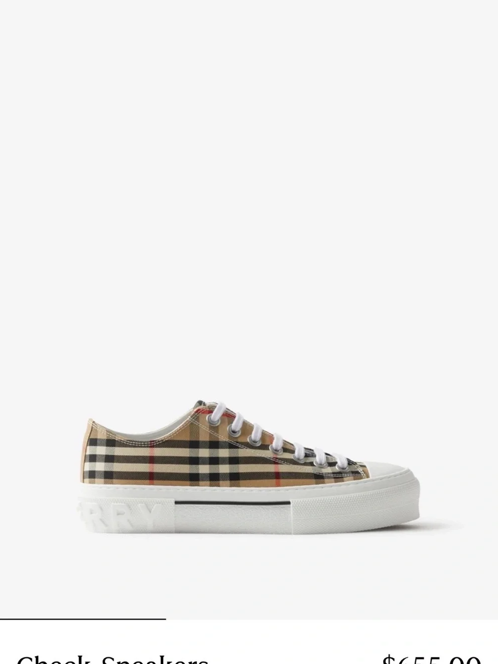 Burberry Beige Vintage Check Low-Top Sneaker with White Sole